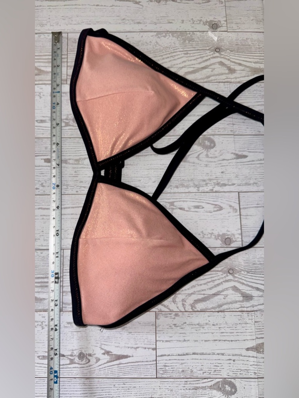 ✨ Shimmery Light Coral Bikini with Black Trim - Picture 12 of 15